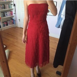 BCBG Crepe Red Strapless Dress